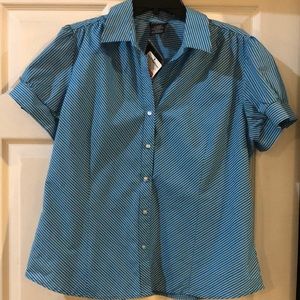 George brand women’s turquoise/white blouse. NWT